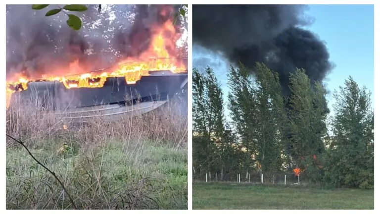 Maxi incendio nei pressi del McDonald’s: motoscafo avvolto dalle fiamme