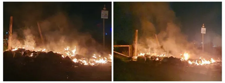 Rogo sulla Provinciale: rifiuti prendono fuoco nei pressi del “laghetto”