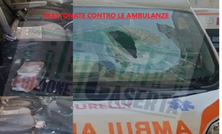 Follia nella notte, lancia mattone e centra in pieno ambulanza