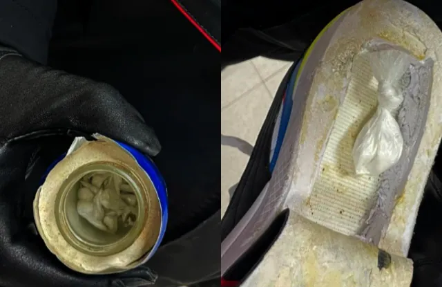Droga nei doppifondi delle lattine e delle scarpe