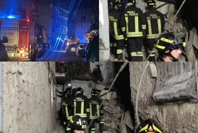 Le foto del crollo. Viene giù palazzina, persone estratte e famiglie sgomberate