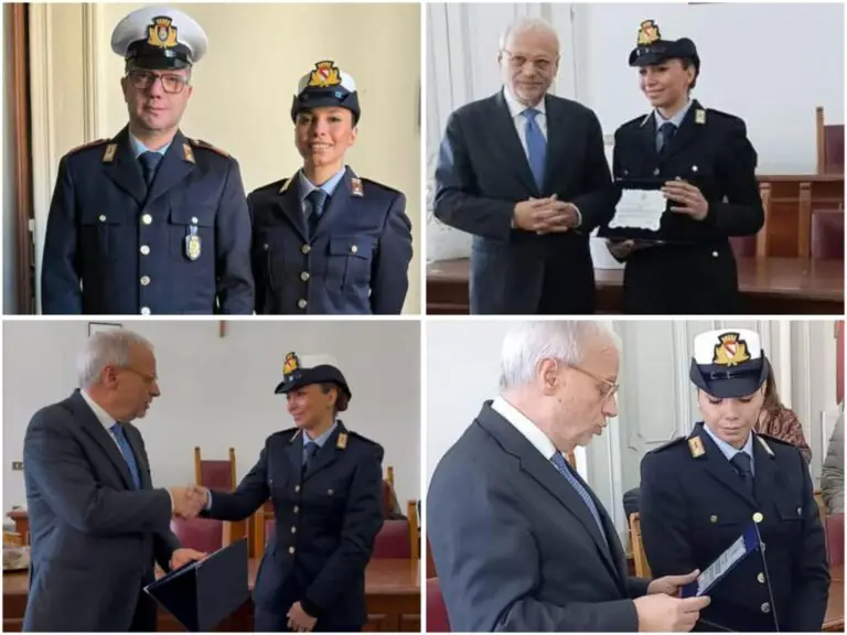 Targa di encomio all’agente Miriam D’Amico per il suo eroico salvataggio