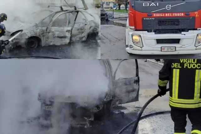 Paura fuori scuola: auto prende fuoco all’improvviso