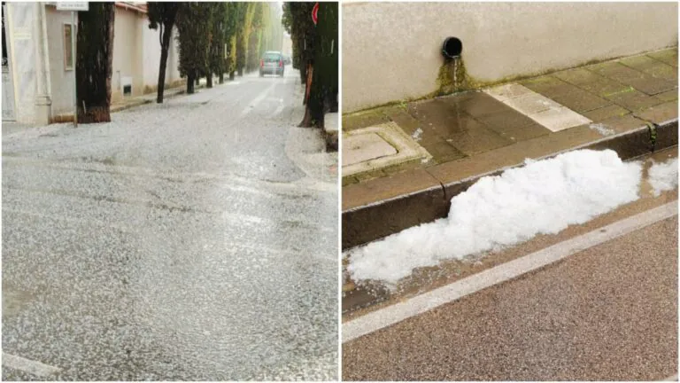 Maxi grandinata nel Casertano: strade ricoperte di bianco