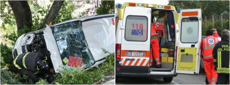 Auto sbanda e finisce in un burrone contro un albero, 3 i feriti tra cui una bimba