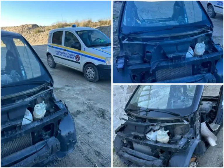 Auto ritrovata nei pressi della spiaggia “cannibalizzata”