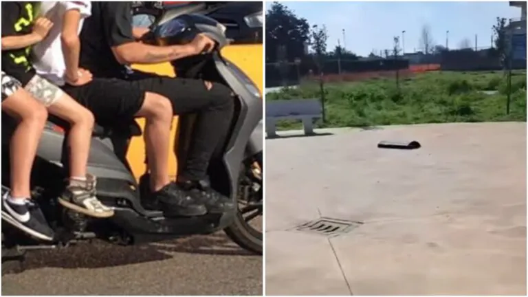 Sfrecciano in scooter e minicar nel parco rischiando di investire genitori e bambini