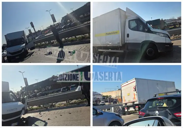 Furgone delle Poste si schianta contro guardrail del McDonald’s. Foto