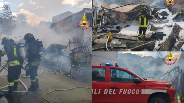 Capannone in fiamme: nube di fumo invade l’area. Pompieri sul posto