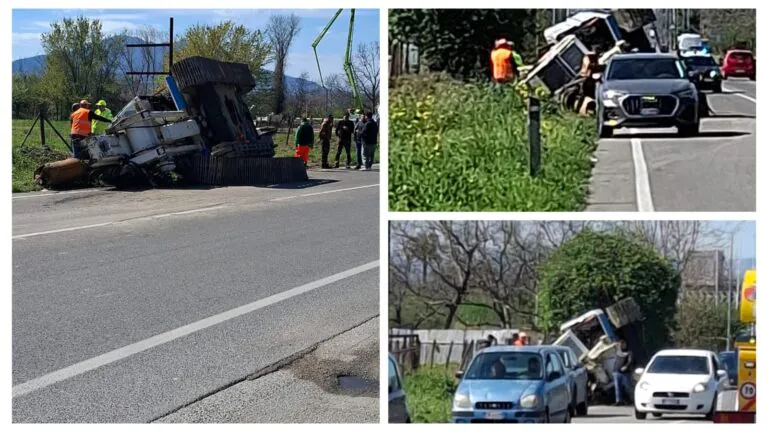 Choc sulla 7bis, camion perde pala meccanica durante marcia