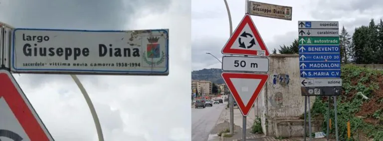 Targa dedicata a Don Peppe Diana torna al suo posto