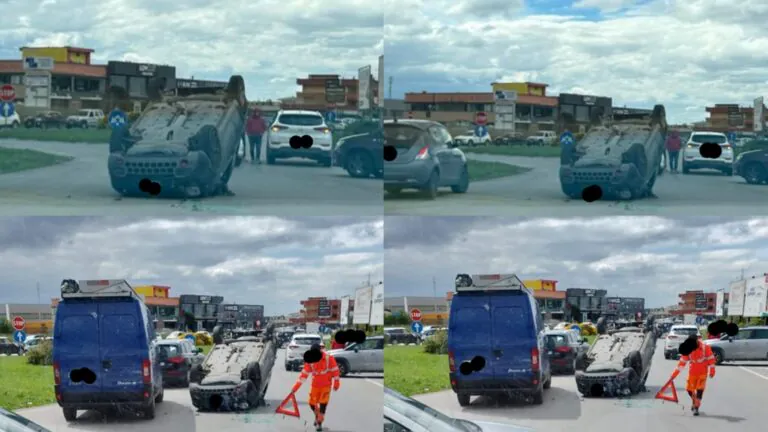 Auto si ribalta al solito quadrivio: 2 i feriti, uno trasportato d’urgenza