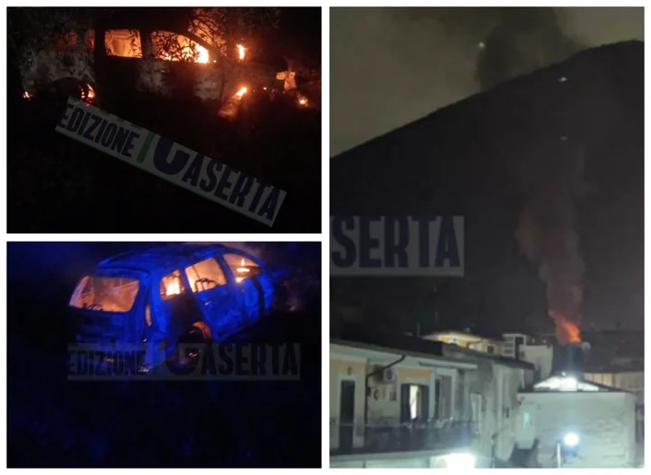 Auto in fiamme in un vico della valle, zona difficile da raggiungere per i pompieri