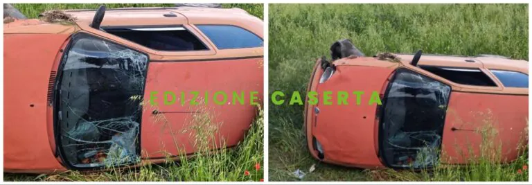 Perde il controllo della Fiat, esce fuori strada e si ribalta nella campagna