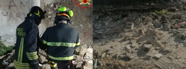 Edicifio crolla all’improvviso: pietre e calcinacci invadono la Provinciale
