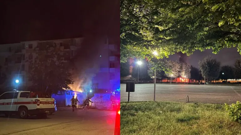 Paura nella notte: edificio va a fuoco nei pressi del parco