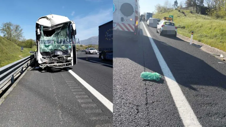 Scontro tra scuolabus e tir sull’A1: coinvolti 41 bambini