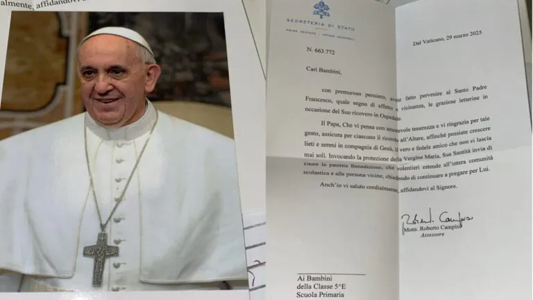 Il Papa scrive ad una quinta elementare del Casertano: Vi ringrazio per il vostro affetto