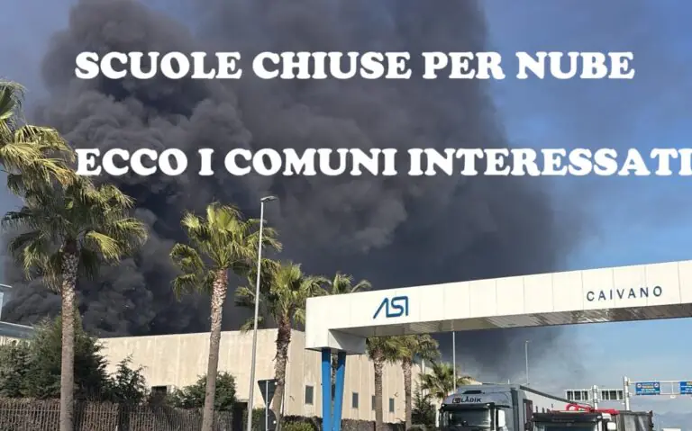 Domani scuole chiuse per la nube tossica. Ecco tutti i Comuni interessati