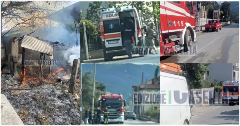 Casa in fiamme, perde i sensi e viene tirato fuori dai poliziotti: ambulanza e pompieri sul posto