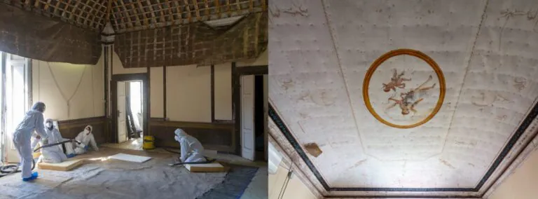 Iniziato il restauro delle tele del Real Casino del Bosco di San Silvestro