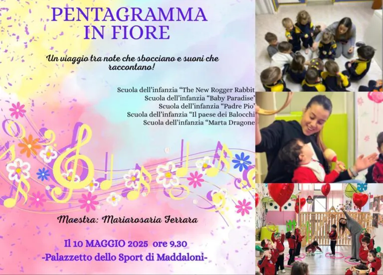 ‘Pentagramma in fiore’: 5 scuole dell’infanzia protagoniste del saggio musicale della prof Mariarosaria