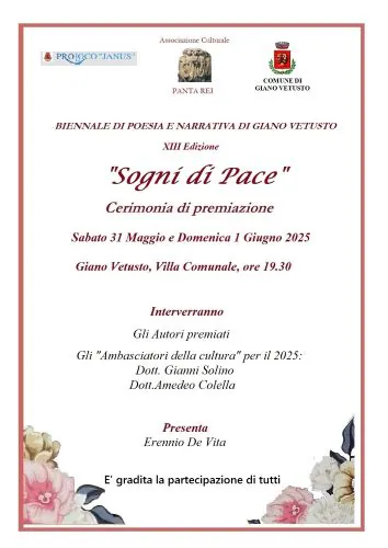 “Sogni di Pace”: al via la 13esima edizione della Biennale di Poesia e Narrativa