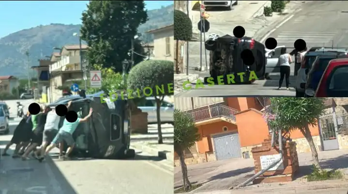 Choc nella frazione: centra lampione e si ribalta