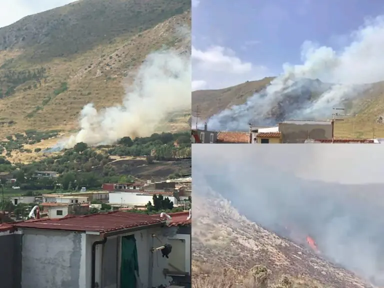 Scoppia rogo ai piedi del monte: pompieri in azione