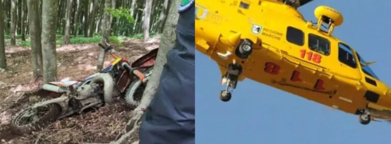 Si schianta con motocross e poi viene travolto dal veicolo, trasportato in eliambulanza