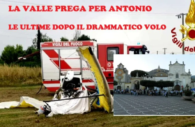 Falegname si schianta con deltaplano: ansia per Antonio. Trasferito a Roma