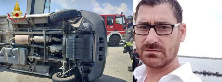 Camion si ribalta dopo incidente, un morto. Il NOME E LA FOTO