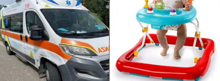 Bimba di un anno precipita per le scale col girello, trasportata d’urgenza