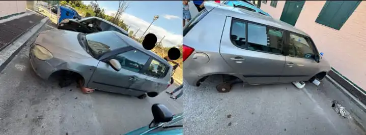 Ladri in azione nella frazione: auto “cannibalizzata” in pieno giorno