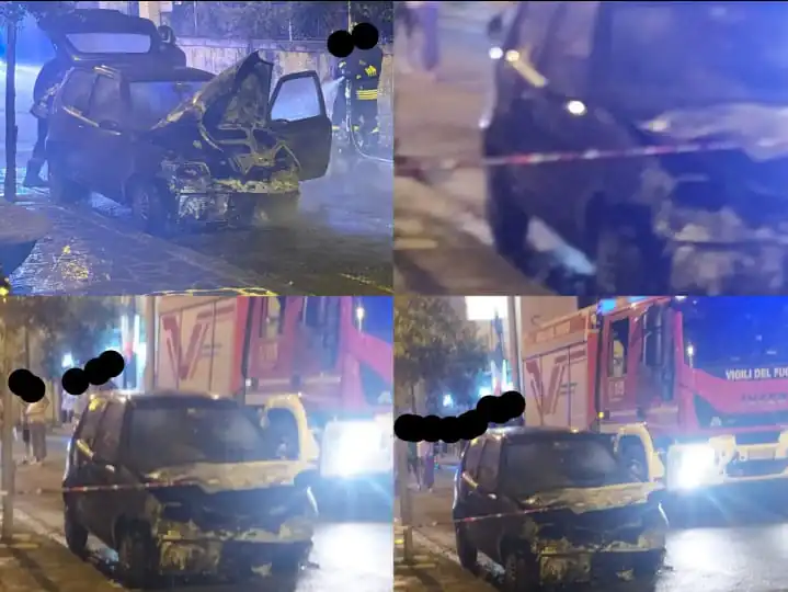 Auto in fiamme in zona centrale: arrivano pompieri