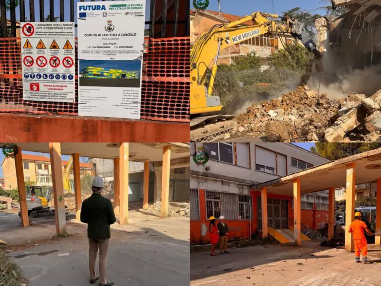 Demolita vecchia struttura dismessa: “Passo in avanti per realizzare la nuova mensa scolastica”