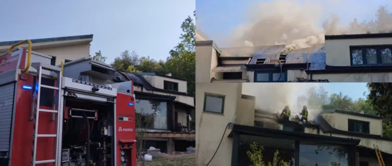 Tetto di una villa in fiamme: l’intervento dei pompieri