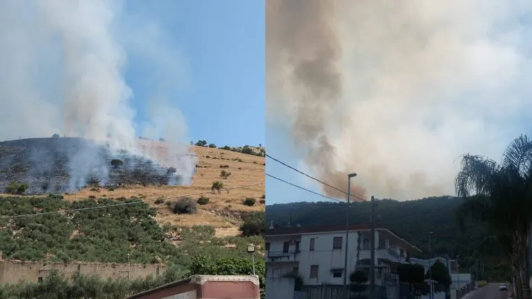 Collina della valle a fuoco: nube di fumo “invade” la frazione