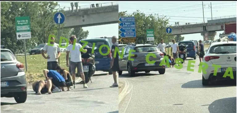 Terribile incidente nella zona commerciale, donna a terra