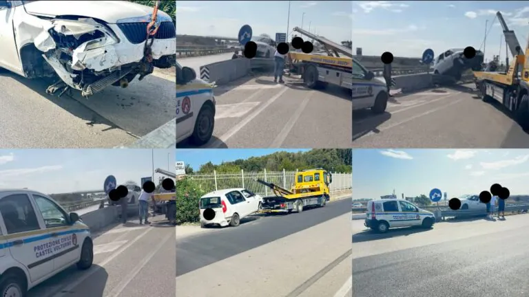 Auto viaggia contromano e si schianta contro guardrail: paura per il conducente