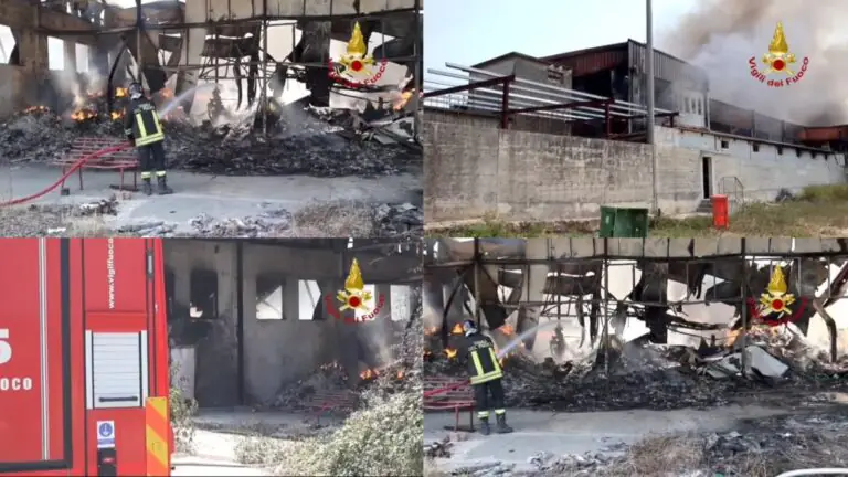 Maxi incendio nell’impianto di rifiuti: 16 squadre dei pompieri in azione