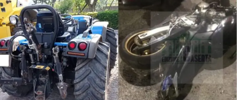 Moto contro trattore, giovane centauro resta a terra