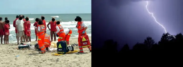 Folgorato da un fulmine sulla spiaggia: il cuore torna a battere dopo mezz’ora