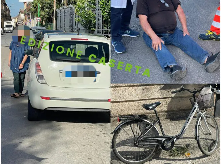 Apre lo sportello dopo aver parcheggiato e centra in pieno anziano ciclista
