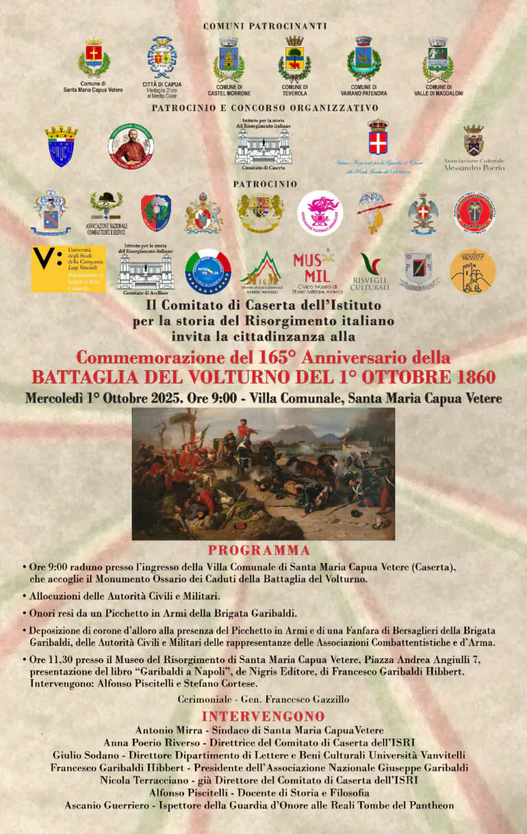 Commemorazione del 165° anniversario della Battaglia sul Volturno: presente il pronipote di Garibaldi