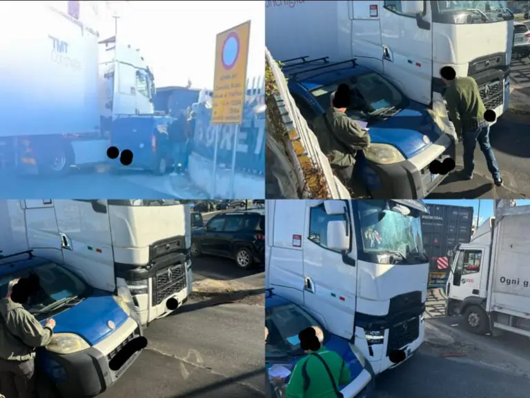 Camion contro auto al solito punto: paura per i conducenti