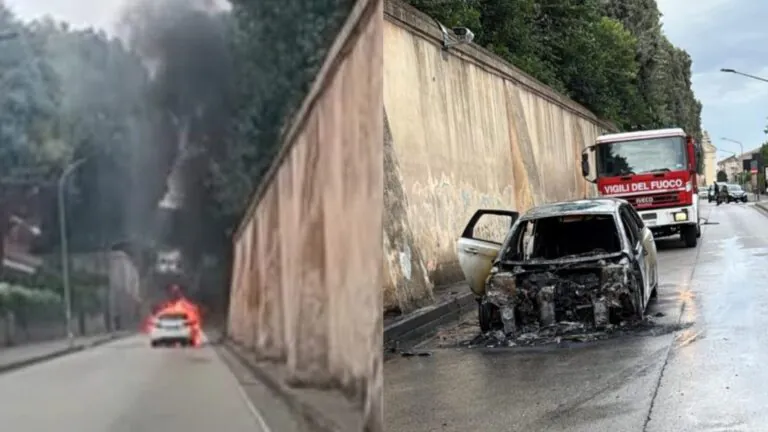 Auto a fuoco all’improvviso: paura nei pressi del ponte