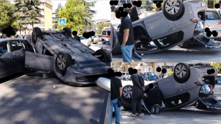 Auto si ribalta nei pressi della Chiesa: paura per il conducente