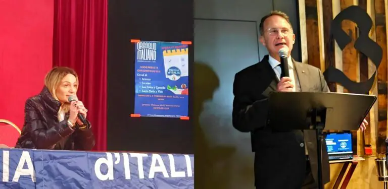Il candidato governatore del centrodestra nella valle per inaugurare una sede di Fratelli d’Italia