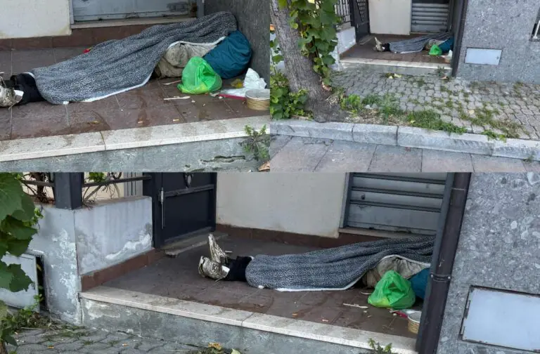 Clochard si piazza davanti ad negozio in una zona residenziale: urge intervento